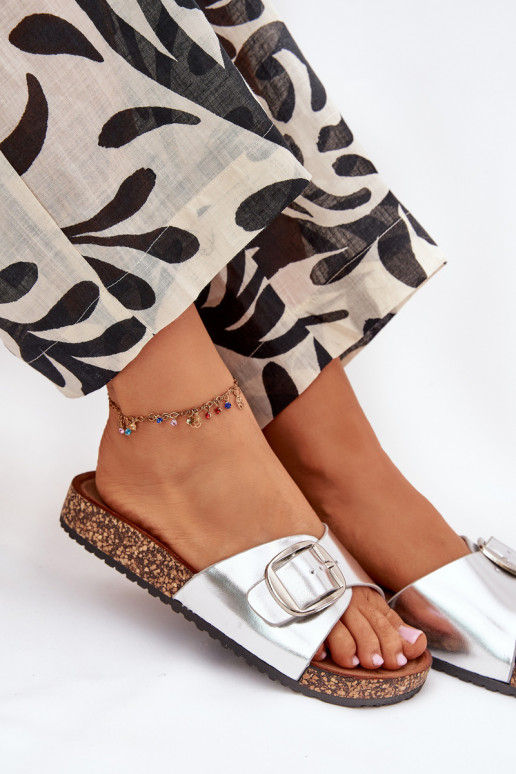 sieviešu čības  ar sprādzēm Sudraba krāsas Vianara