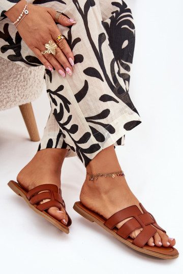 sieviešu čības ar platiem papēžiem brūnas krāsas Mirona