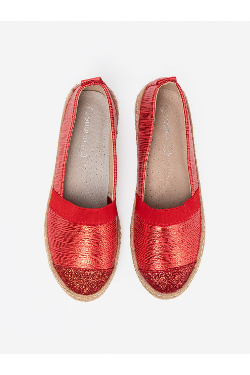 sarkanas krāsas espadrilas z błyszczącą nitką sarkanas krāsas espadrilas z błyszczącą nitką
