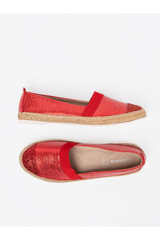 sarkanas krāsas espadrilas z błyszczącą nitką sarkanas krāsas espadrilas z błyszczącą nitką