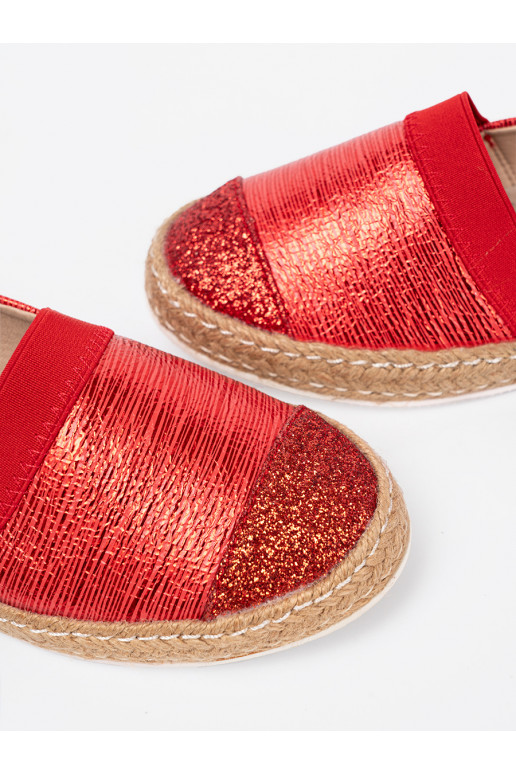 sarkanas krāsas espadrilas z błyszczącą nitką sarkanas krāsas espadrilas z błyszczącą nitką