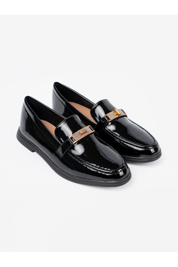 Eleganta stila  mokasīni z złotą ozdobą 2