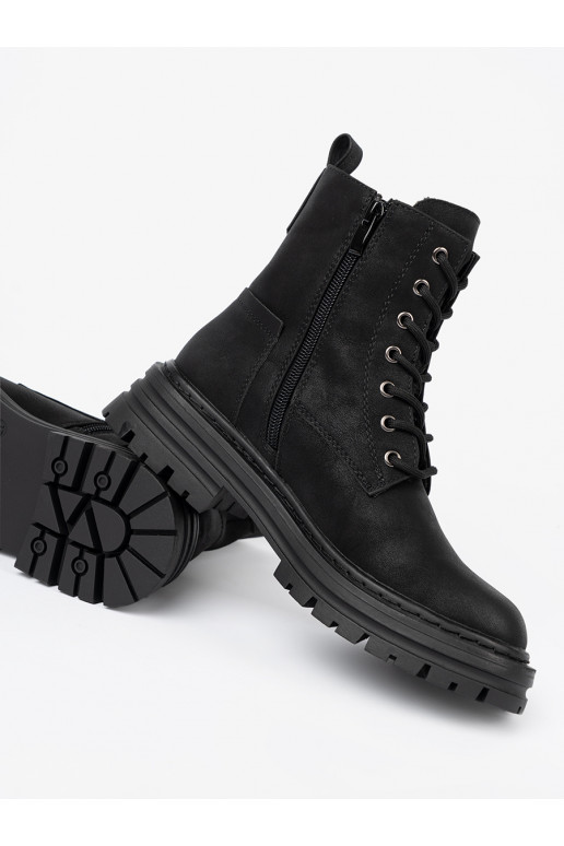 Melns  sieviešu apavi e z m i bieżnikiem Sergio Leone