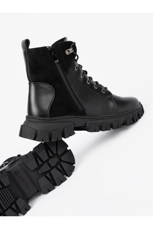 Melns zābaki z masywną podeszwą i suwakiem Sergio Leone