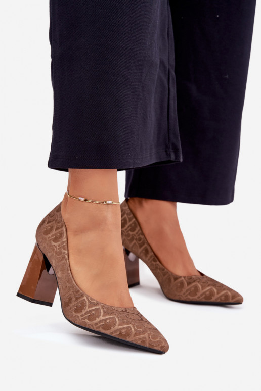 Augstpapēžu kurpes  Tłoczeniem Vinceza 62254 brūnas krāsas Augstpapēžu kurpes  Tłoczeniem Vinceza 62254 brūnas krāsas