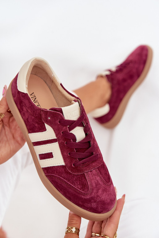Zamša sieviešu sporta stila kurpes „Vinceza 79557" bordo krāsas