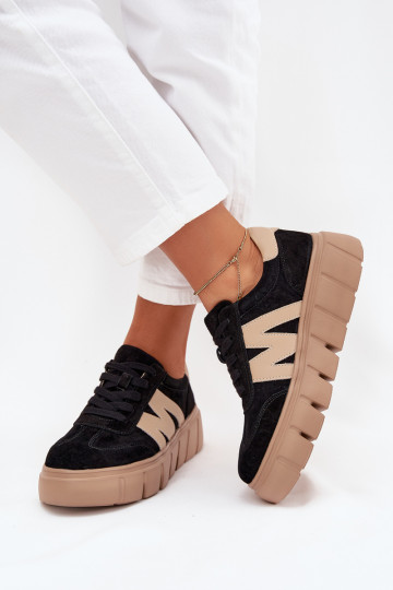 zamšādas   modeļa apavi ar platformu Vinceza 79561 Melns