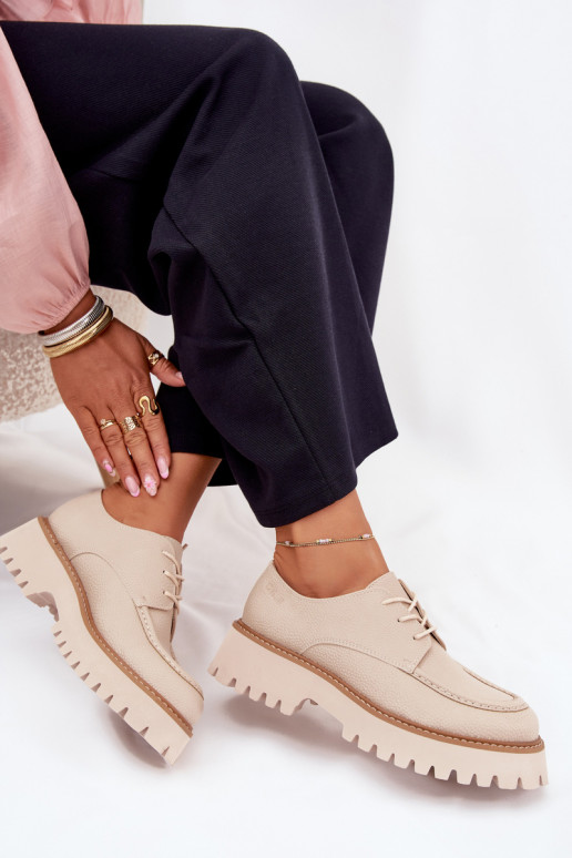 apavi sieviešu mokasīni  Big Star NN274053 smilšu krāsas apavi sieviešu mokasīni  Big Star NN274053 smilšu krāsas