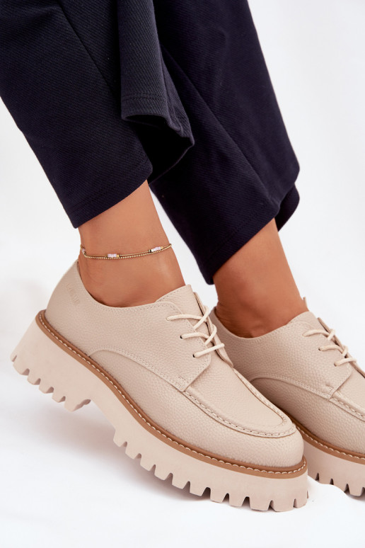 apavi sieviešu mokasīni  Big Star NN274053 smilšu krāsas apavi sieviešu mokasīni  Big Star NN274053 smilšu krāsas