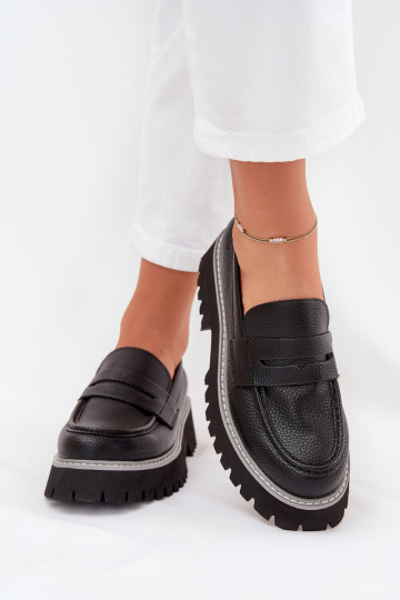 Sieviešu mokasīni ar apzeltītu zoli  Big Star NN274049 Melns