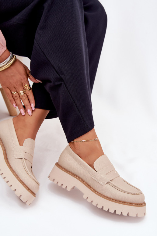 Sieviešu mokasīni ar apzeltītu zoli  Big Star NN274050 smilšu krāsas Sieviešu mokasīni ar apzeltītu zoli  Big Star NN274050 smilšu krāsas