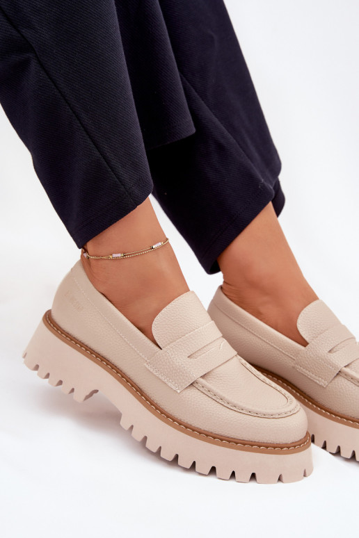 Sieviešu mokasīni ar apzeltītu zoli  Big Star NN274050 smilšu krāsas Sieviešu mokasīni ar apzeltītu zoli  Big Star NN274050 smilšu krāsas