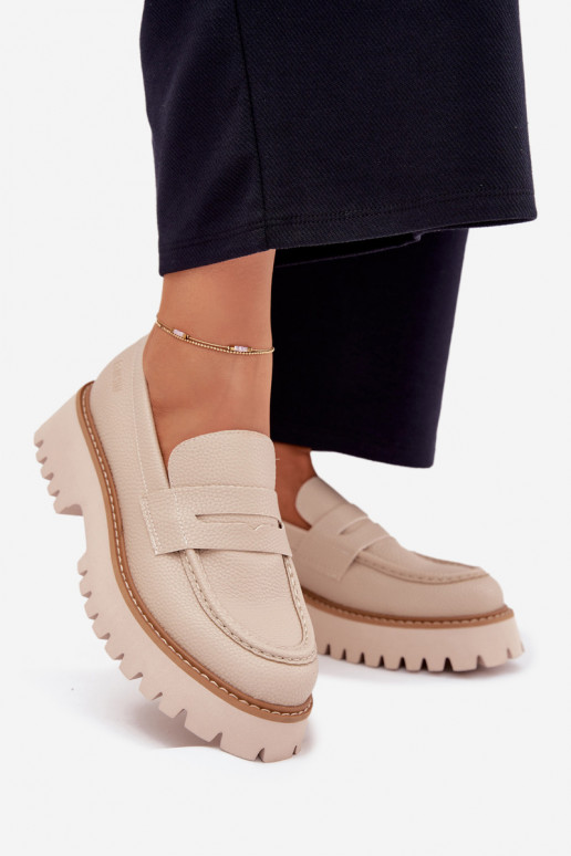 Sieviešu mokasīni ar apzeltītu zoli  Big Star NN274050 smilšu krāsas Sieviešu mokasīni ar apzeltītu zoli  Big Star NN274050 smilšu krāsas