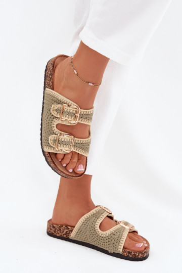 Szydełkowe sieviešu čības Ze Zelta krāsasmi ar sprādzēmmi Zaļas krāsas Fenira