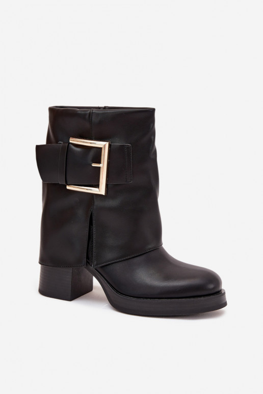 Sieviešu puszābaki siltināti ar papēdi  Melns Milira Sieviešu puszābaki siltināti ar papēdi  Melns Milira