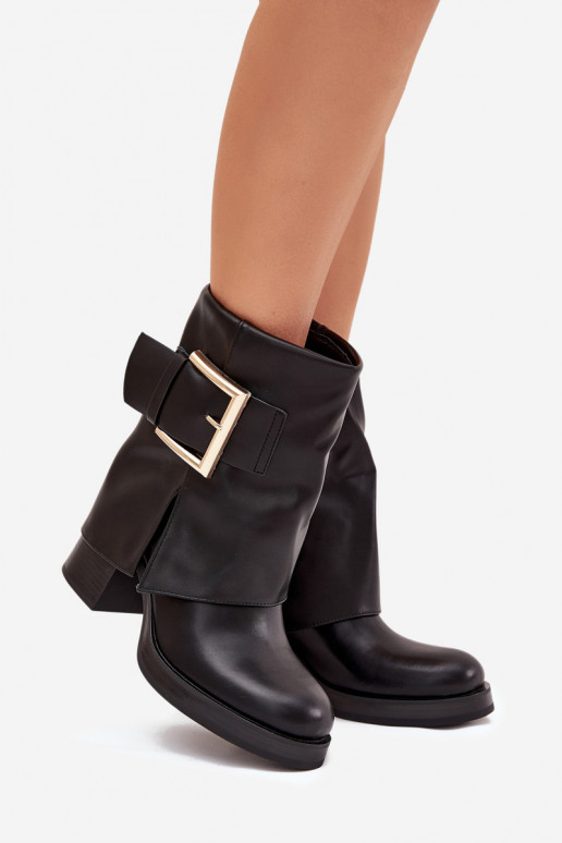 Sieviešu puszābaki siltināti ar papēdi  Melns Milira Sieviešu puszābaki siltināti ar papēdi  Melns Milira