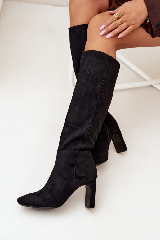 sieviešu garie zābaki ar papēdi siltināti Melns Zamira