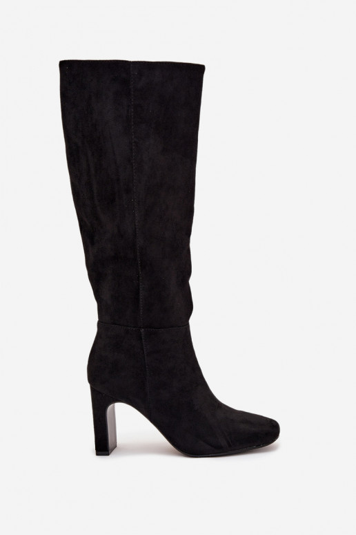 sieviešu garie zābaki ar papēdi siltināti Melns Zamira