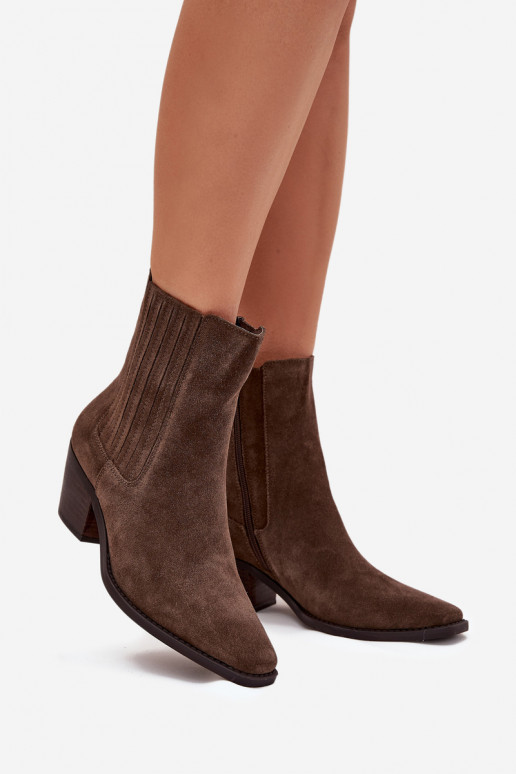 zamšādas Sieviešu puszābaki Haki krāsas Arelia zamšādas Sieviešu puszābaki Haki krāsas Arelia