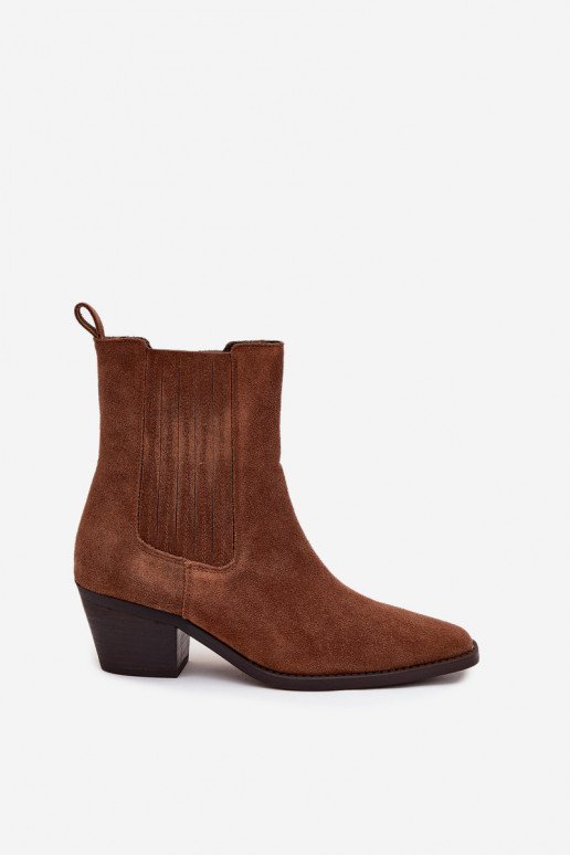 zamšādas Sieviešu puszābaki brūnas krāsas Arelia