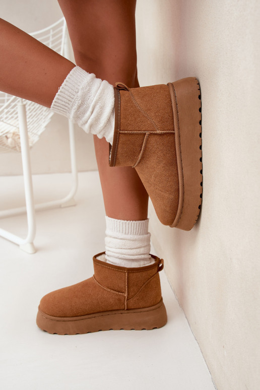 sniega apavi  ar platformu siltināti ar kažokādu brūnas krāsas Vesirae sniega apavi  ar platformu siltināti ar kažokādu brūnas krāsas Vesirae