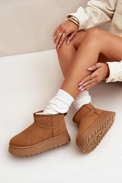 sniega apavi  ar platformu siltināti ar kažokādu brūnas krāsas Vesirae sniega apavi  ar platformu siltināti ar kažokādu brūnas krāsas Vesirae