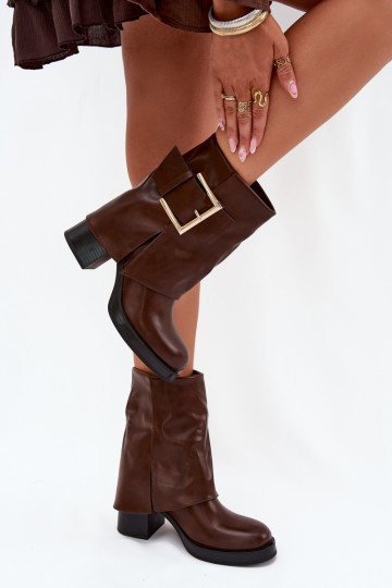 Sieviešu puszābaki siltināti ar papēdi  brūnas krāsas Milira