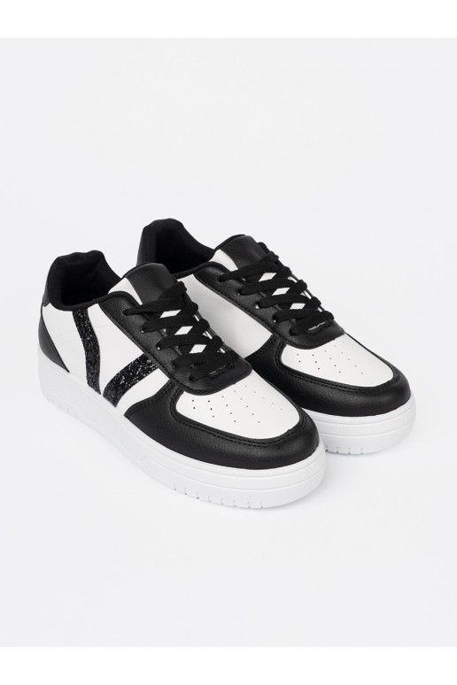  melns-balta krāsa Sporta apavi z brokatowymi wstawkami