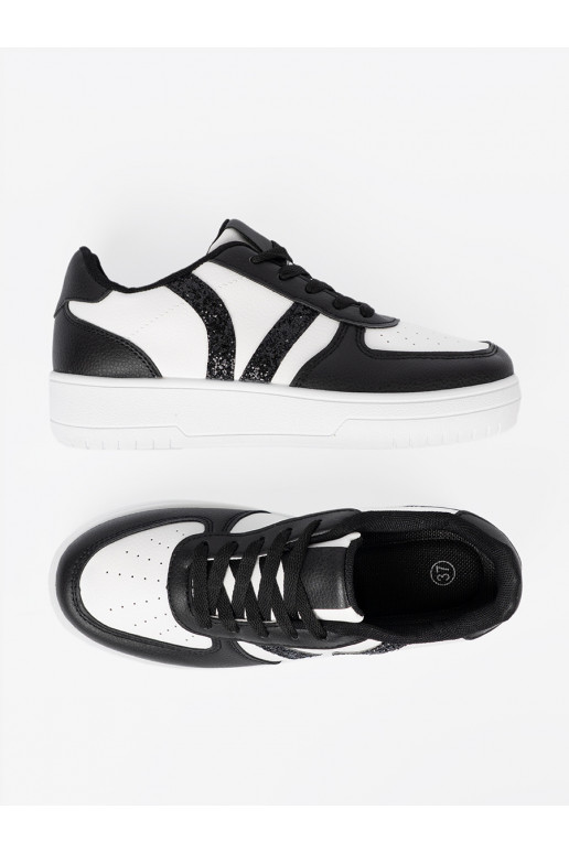  melns-balta krāsa Sporta apavi z brokatowymi wstawkami