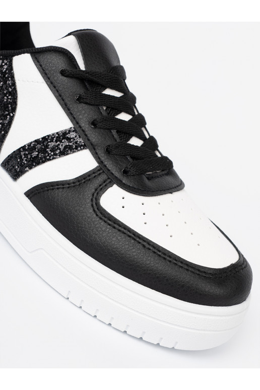  melns-balta krāsa Sporta apavi z brokatowymi wstawkami