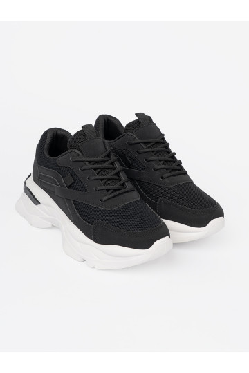 Melns  Sporta apavi na grubej balta krāsaj podeszwie 2