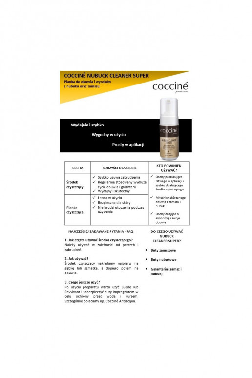 Coccine nubuka un zamša tīrīšanas putas