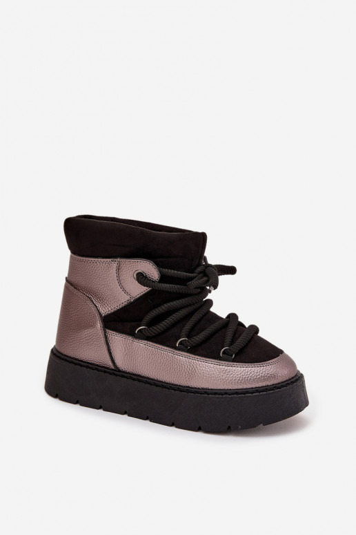 sniega apavi  siltināti ar kažokādu Z Grubym Wiązaniem Melns Xarina  sniega apavi  siltināti ar kažokādu Z Grubym Wiązaniem Melns Xarina