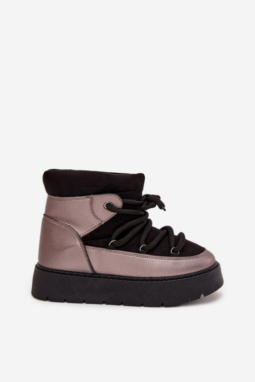 sniega apavi  siltināti ar kažokādu Z Grubym Wiązaniem Melns Xarina  sniega apavi  siltināti ar kažokādu Z Grubym Wiązaniem Melns Xarina