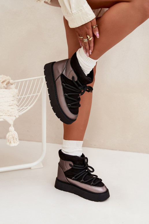 sniega apavi  siltināti ar kažokādu Z Grubym Wiązaniem Melns Xarina  sniega apavi  siltināti ar kažokādu Z Grubym Wiązaniem Melns Xarina