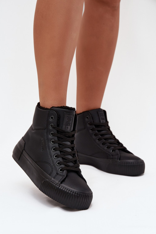 siltināti sieviešu puszābaki ar platformu Big Star OO274796 Melns