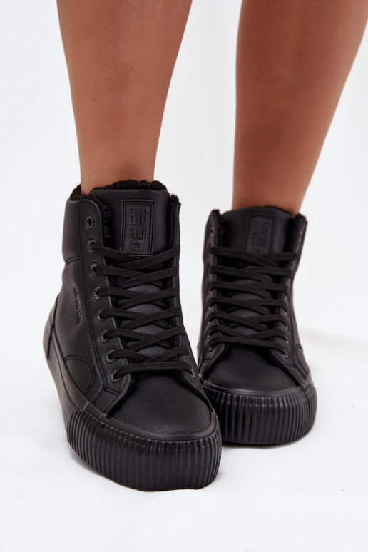 siltināti sieviešu puszābaki ar platformu Big Star OO274796 Melns
