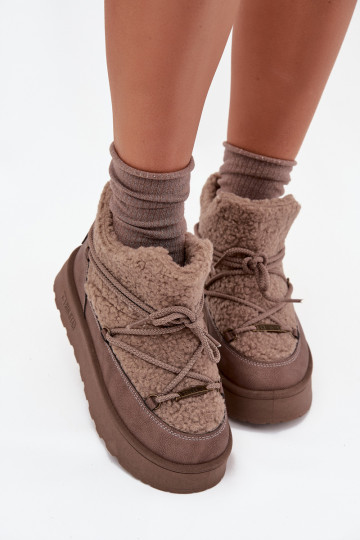 sniega apavi  ar platformu ar kažokādu Typu Baranek Big Star SS274112 brūnas krāsas 2