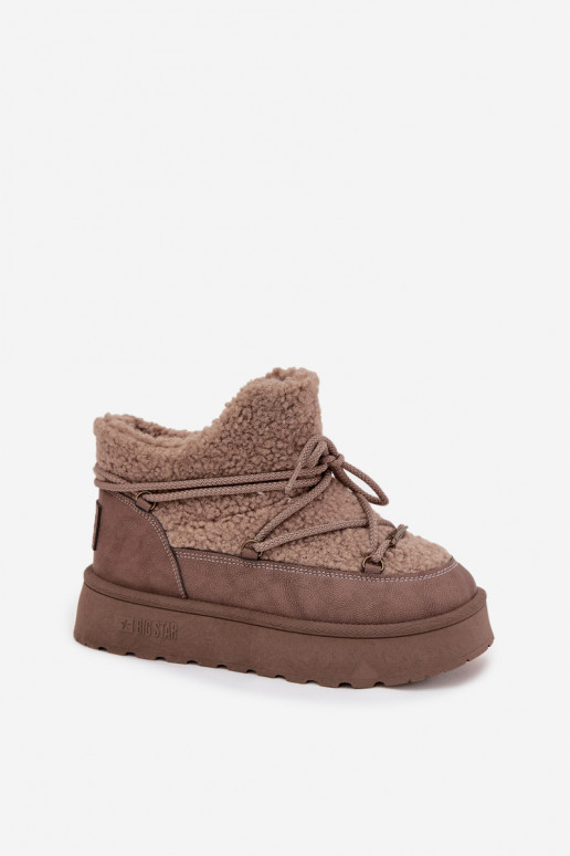 sniega apavi  ar platformu ar kažokādu Typu Baranek Big Star SS274112 brūnas krāsas sniega apavi  ar platformu ar kažokādu Typu Baranek Big Star SS274112 brūnas krāsas