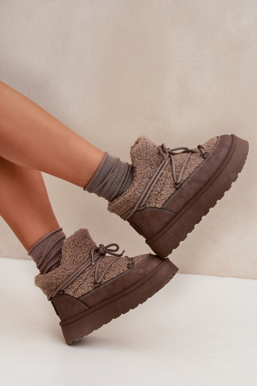 sniega apavi  ar platformu ar kažokādu Typu Baranek Big Star SS274112 brūnas krāsas sniega apavi  ar platformu ar kažokādu Typu Baranek Big Star SS274112 brūnas krāsas