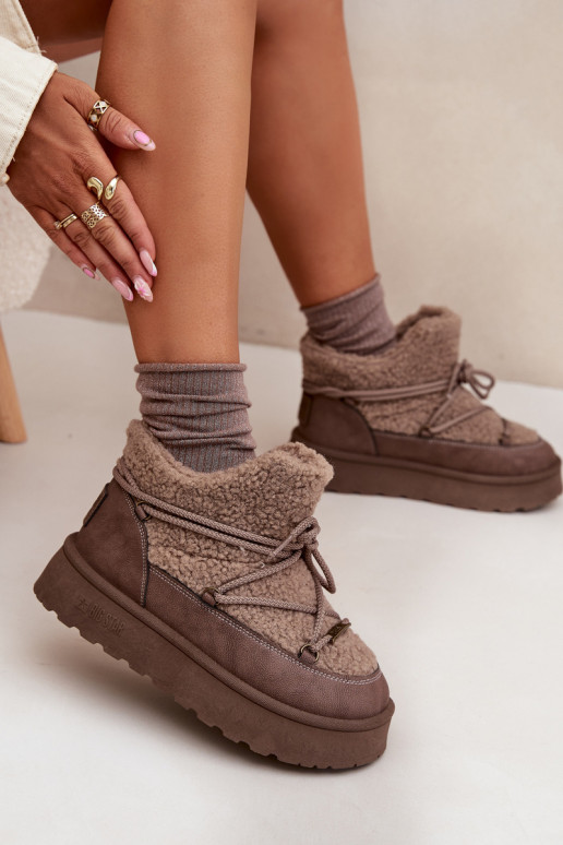 sniega apavi  ar platformu ar kažokādu Typu Baranek Big Star SS274112 brūnas krāsas sniega apavi  ar platformu ar kažokādu Typu Baranek Big Star SS274112 brūnas krāsas