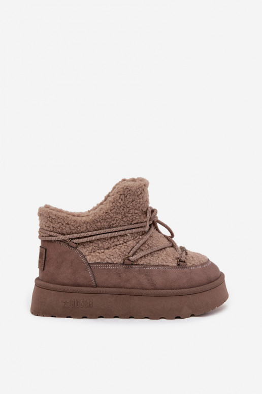 sniega apavi  ar platformu ar kažokādu Typu Baranek Big Star SS274112 brūnas krāsas sniega apavi  ar platformu ar kažokādu Typu Baranek Big Star SS274112 brūnas krāsas