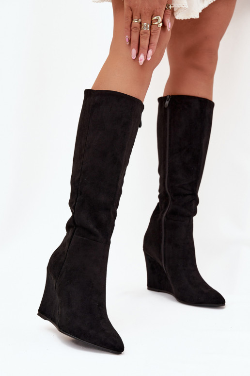 siltināti sieviešu garie zābaki  Melns Rosina