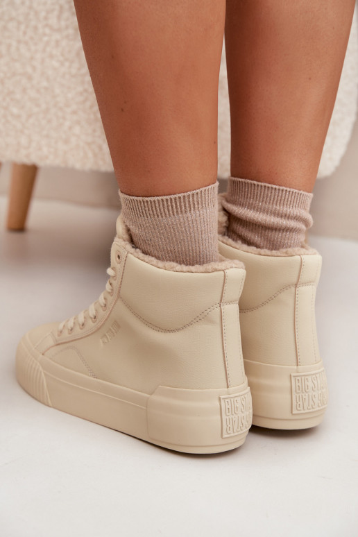 siltināti sieviešu puszābaki ar platformu Big Star OO274795 smilšu krāsas