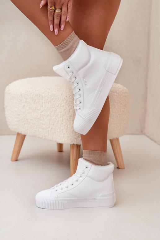 siltināti sieviešu puszābaki ar platformu Big Star OO274794 baltas krāsas