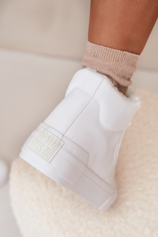 siltināti sieviešu puszābaki ar platformu Big Star OO274794 baltas krāsas