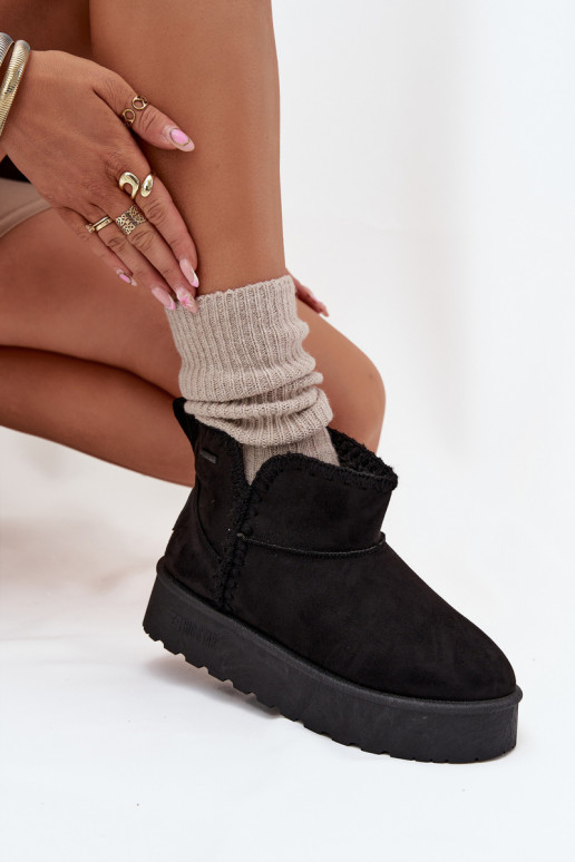 sniega apavi  ar platformu Z Przeszyciami Big Star SS274128 Melns sniega apavi  ar platformu Z Przeszyciami Big Star SS274128 Melns