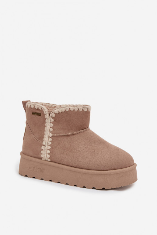 sniega apavi  ar platformu Z Przeszyciami Big Star SS274129 smilšu krāsas sniega apavi  ar platformu Z Przeszyciami Big Star SS274129 smilšu krāsas