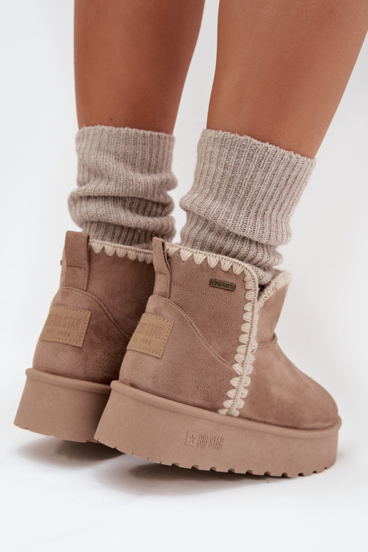 sniega apavi  ar platformu Z Przeszyciami Big Star SS274129 smilšu krāsas sniega apavi  ar platformu Z Przeszyciami Big Star SS274129 smilšu krāsas