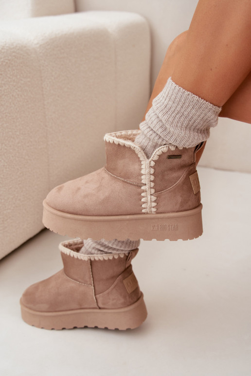 sniega apavi  ar platformu Z Przeszyciami Big Star SS274129 smilšu krāsas sniega apavi  ar platformu Z Przeszyciami Big Star SS274129 smilšu krāsas